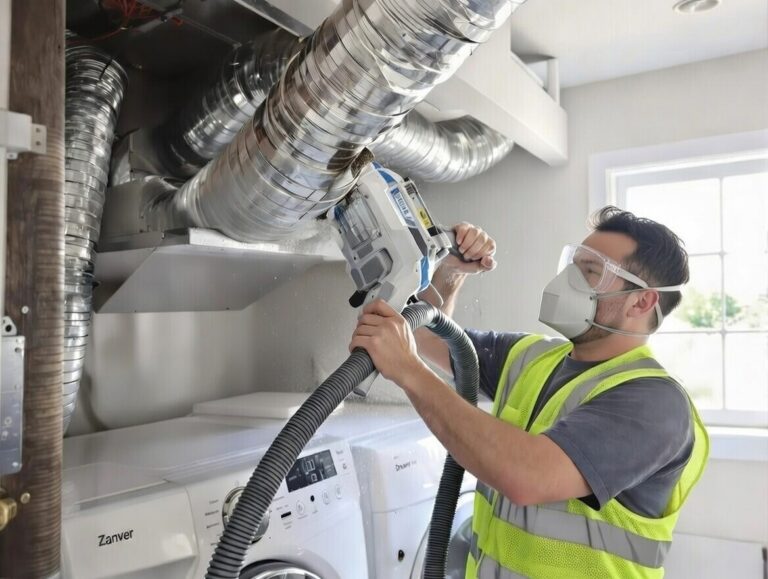 Commercial dryer vent cleaning in Georgia.