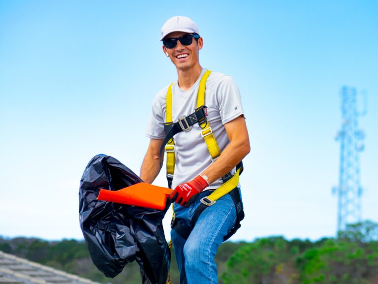 Ken's Gutters gutter cleaning in Jacksonville Florida on a residential roof cleaning gutters.